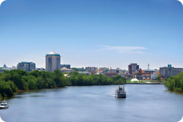 Downtown Montgomery skyline near Roses RV River Resort