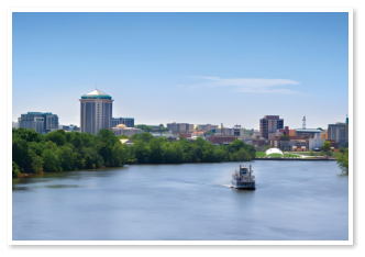 A picture of downtown Montgomery as seen from the Alabama River