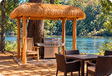 Barbecue grill available for quests to use  at Roses RV River Resort